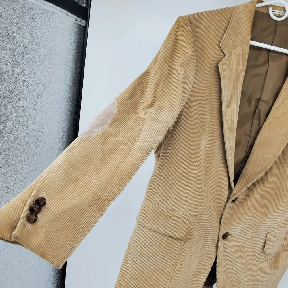 Bret Lawrence Tailored Brown Corduroy Elbow Patch Men's Blazer‎ Suit Jacket 44 R
